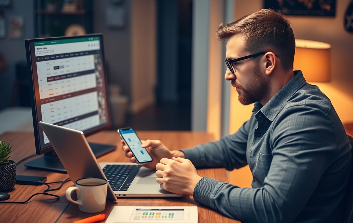 Norsk spiller som sammenligner odds på laptop for oddskonkurranse