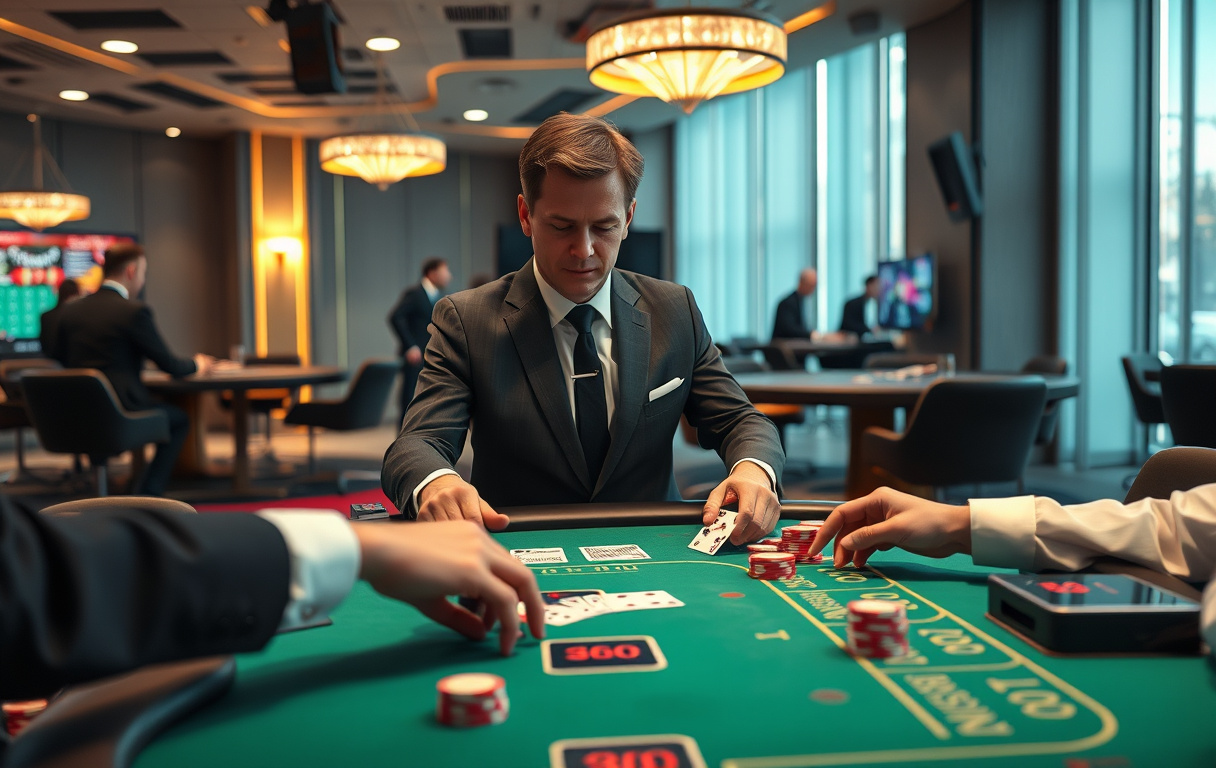 Live casino med ekte dealer og blackjack-bord i HD-studio