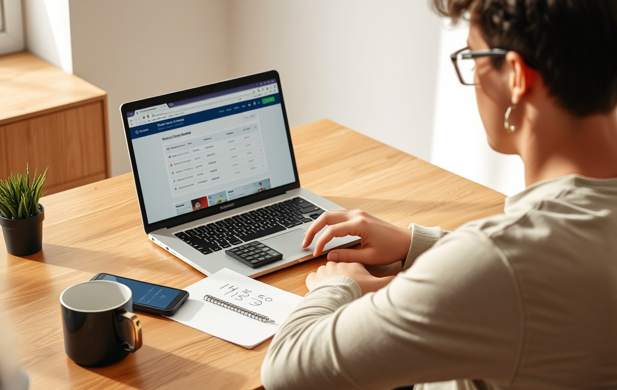 Person som sammenligner odds på nye bettingsider ved hjelp av laptop og kalkulator
