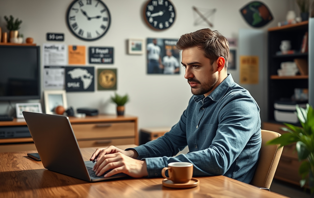 En person sammenligner bettingsider på en laptop i et hjemmekontor